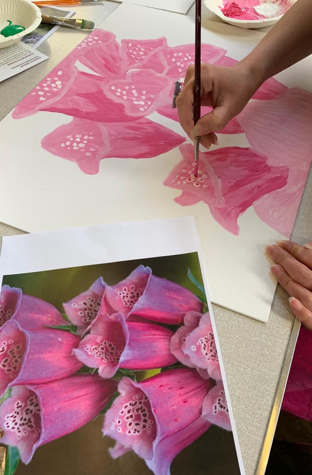 Participant painting beautiful flowers